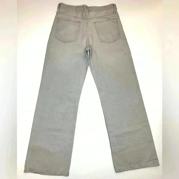 Zara Womens Mid Waist Wrinkle Effect Coated Jeans Wide Leg Size 4 - Picture 8 of 10